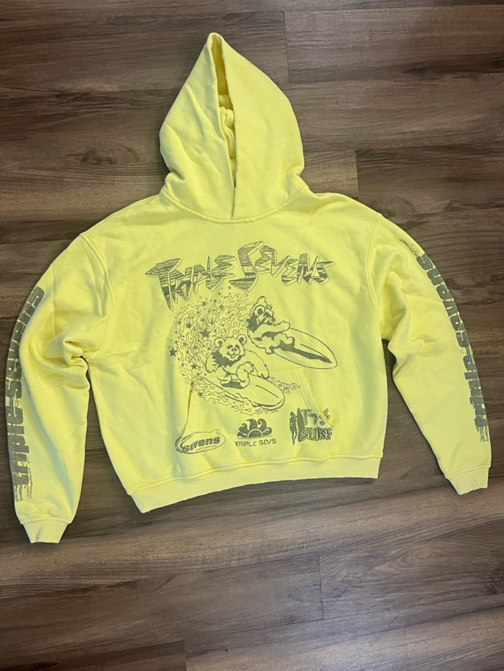 Triple 7 Yellow Graphic Pullover Hoodie medium oversized New
